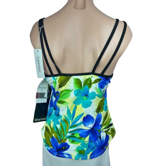 Miraclesuit Malibu Floral Blue Green Tankini Top Women's Swimsuit Separates - Picture 3 of 7